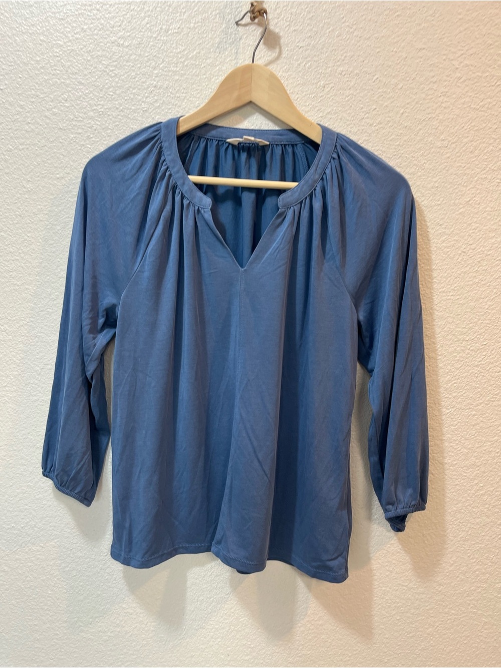Lucky Brand Dusty Blue Peasant Tunic Top